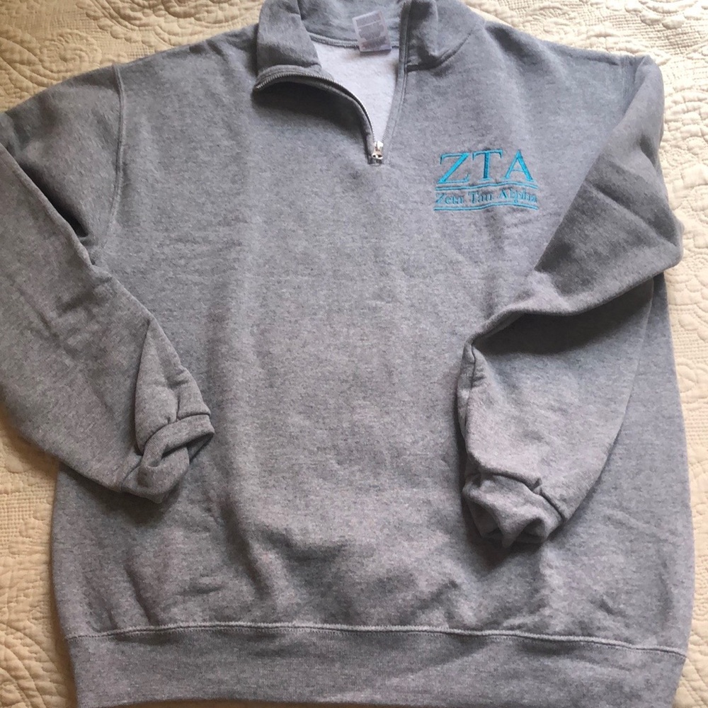 Zeta Tau Alpha gray quarter zip pullover